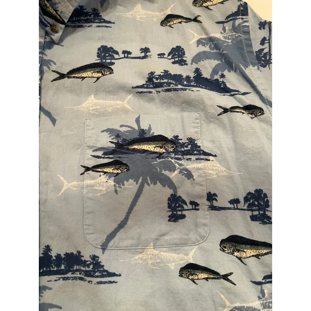 Royal Palm Men's Short Sleeve Button Up Shirt Size‎ 3XL Fishing Fish